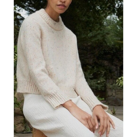 Rails Womens Delia Confetti Fleck Wool Knit Sweater Size XL White Cream SP EXC - Picture 1 of 12